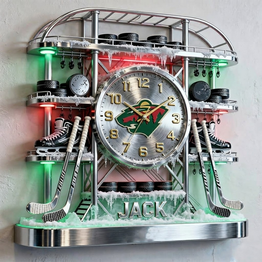 MIN X Personalized ice hockey arena tower themed clock NAK NHT
