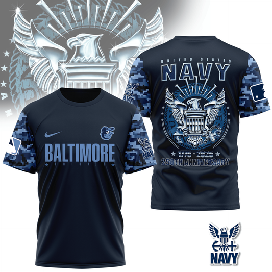 MLB BO Premium Navy 250 Years 3D Shirt DDT CTND