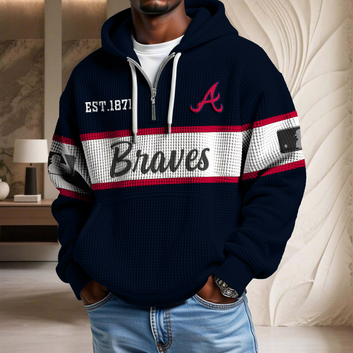 MLB x AB EST Waffle Half Zip Hoodie HLP HLPHUONG