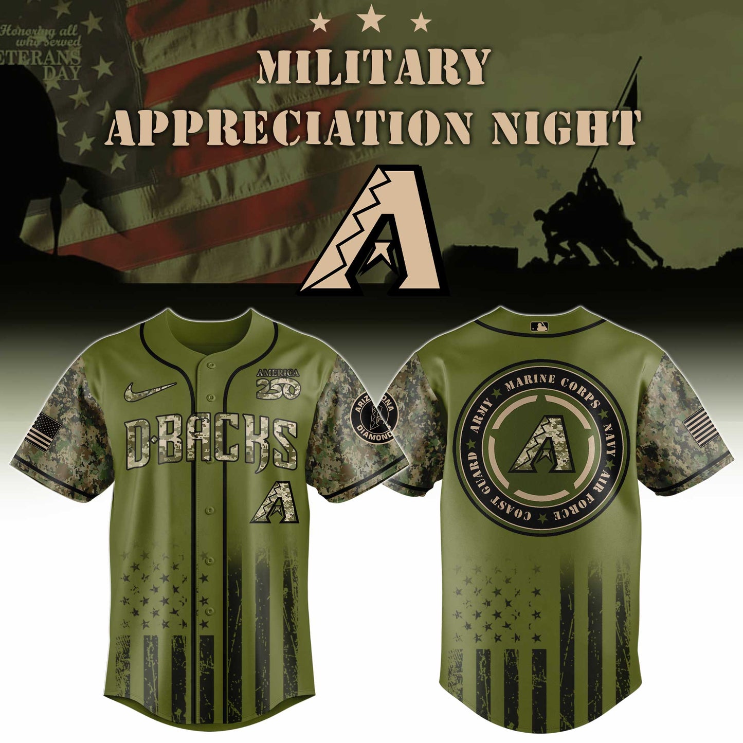 MLB x ARI Military Baseball Jersey HLP HLPHUONG