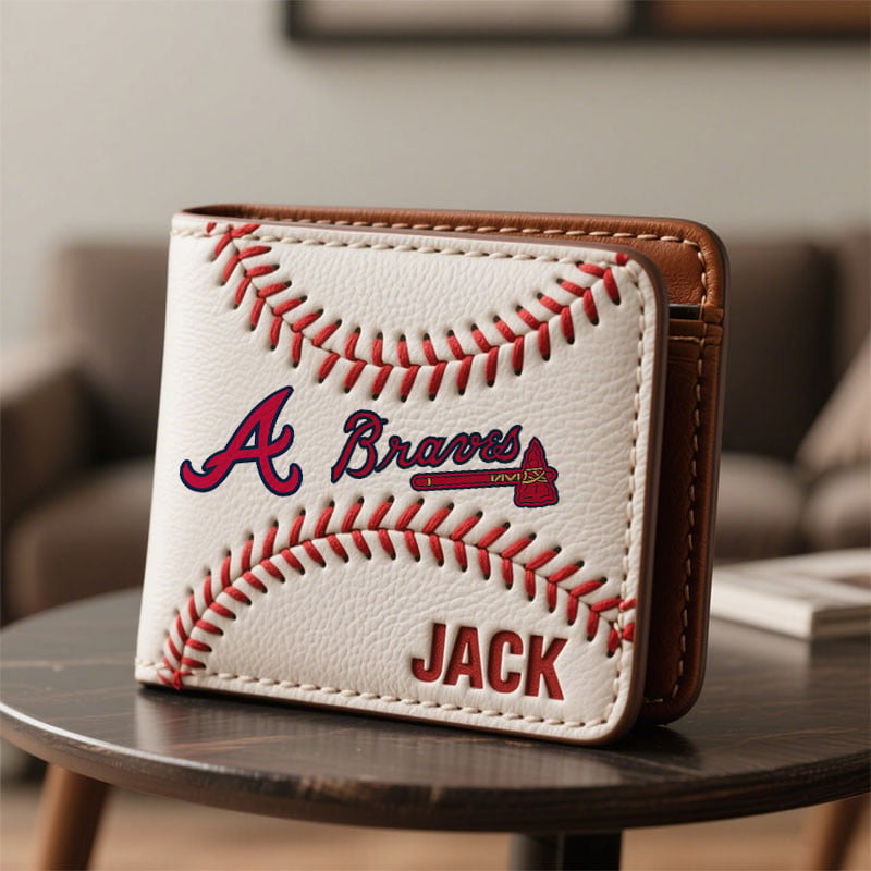 MLB x ATL Custom Name Baseball Leather Wallet HLP HLPHUONG