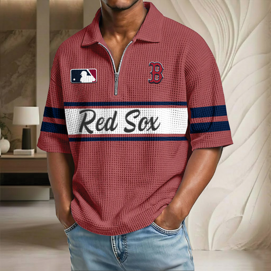 MLB x BOS Baseball Waffle Half-Zip Polo Shirt HLP HLPHUONG