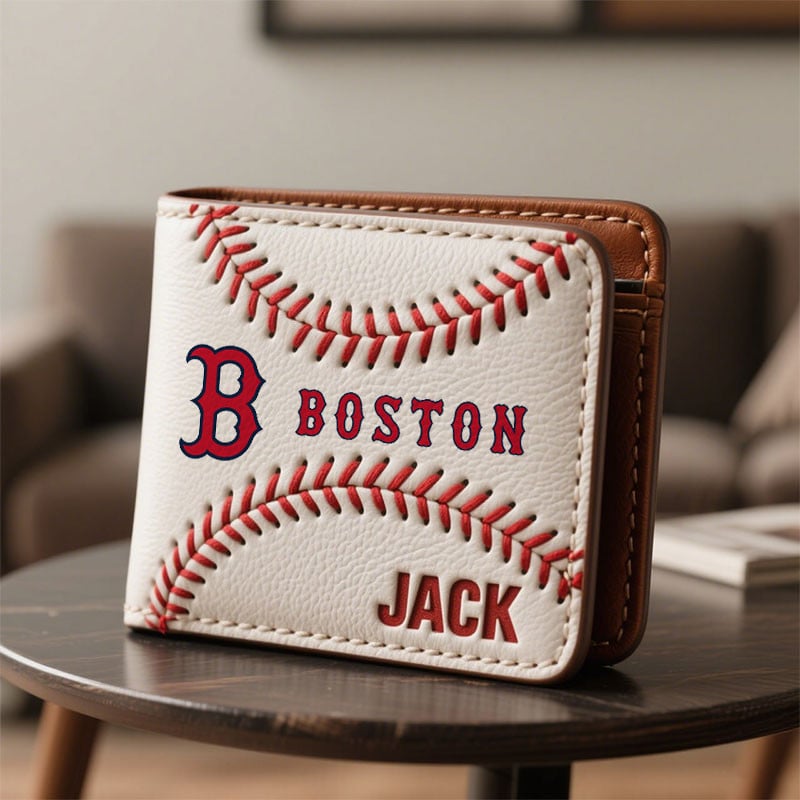 MLB x BOS Custom Name Baseball Leather Wallet HLP HLPHUONG