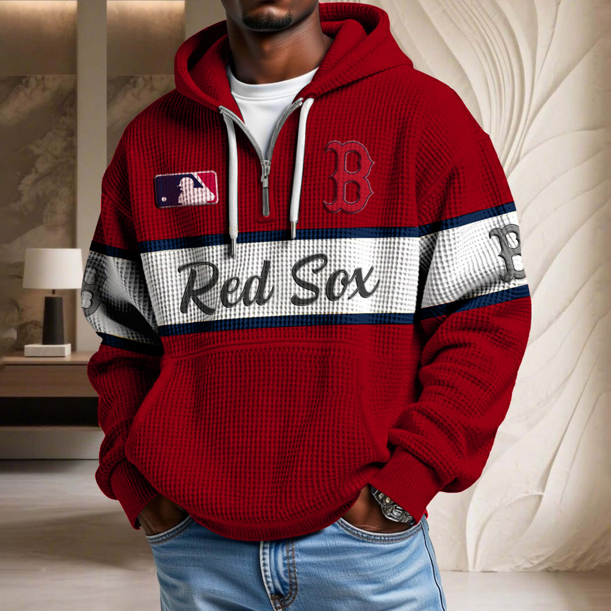 MLB x BRS Team Waffle Half Zip Hoodie HLP HLPHUONG