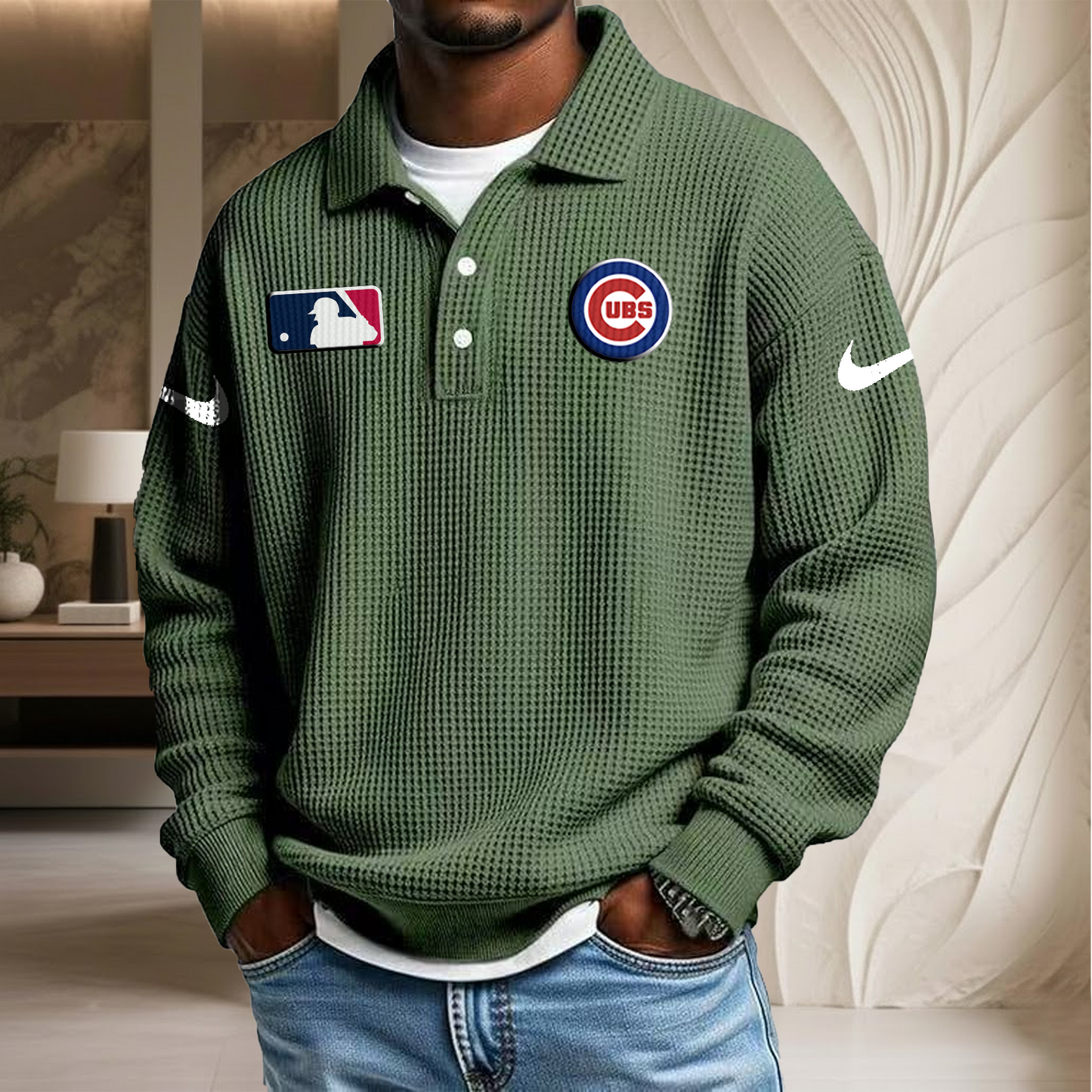 MLB x CHI Waffle Three Button Lapel Polo HLP HLPHUONG