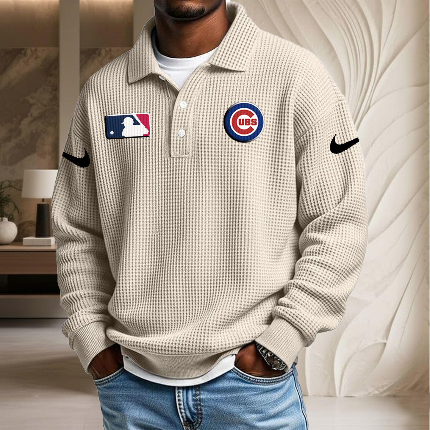 MLB x CHI Waffle Three Button Lapel Polo HLP HLPHUONG
