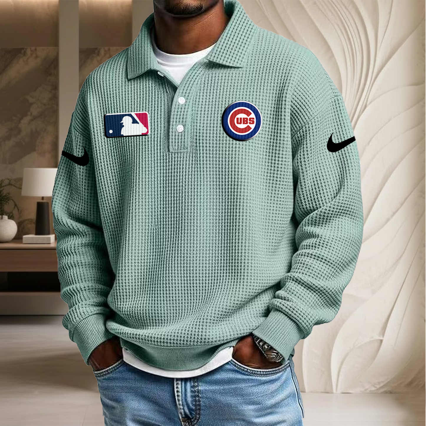 MLB x CHI Waffle Three Button Lapel Polo HLP HLPHUONG