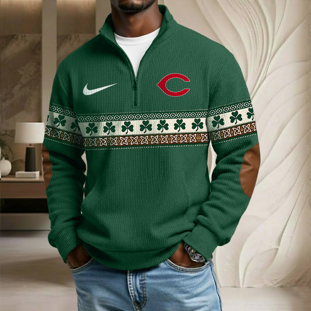 MLB x CIN Lucky St Patrick Day Stand Collar Half-zip Sweatshirt HLP HLPHUONG