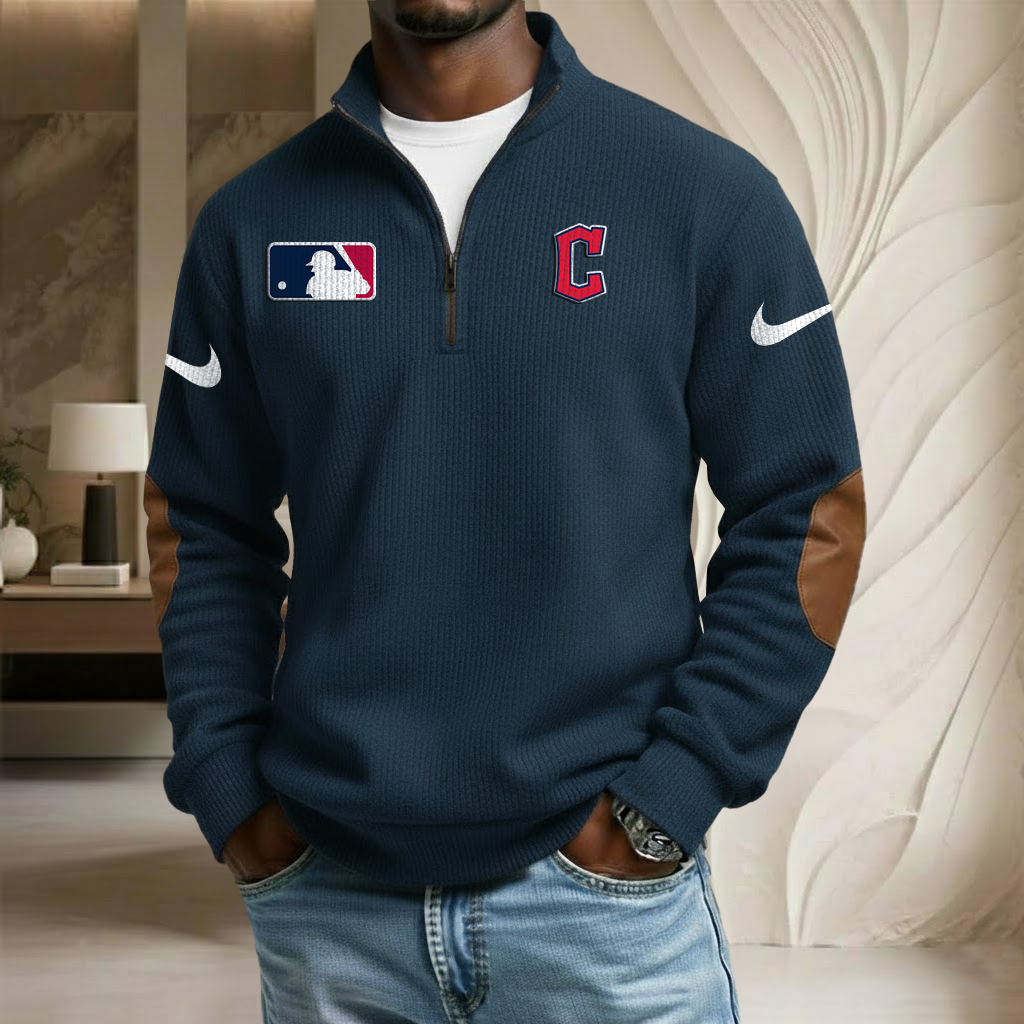 MLB x CLE Sport Team Stand Collar Half-zip Sweatshirt HLP HLPHUONG