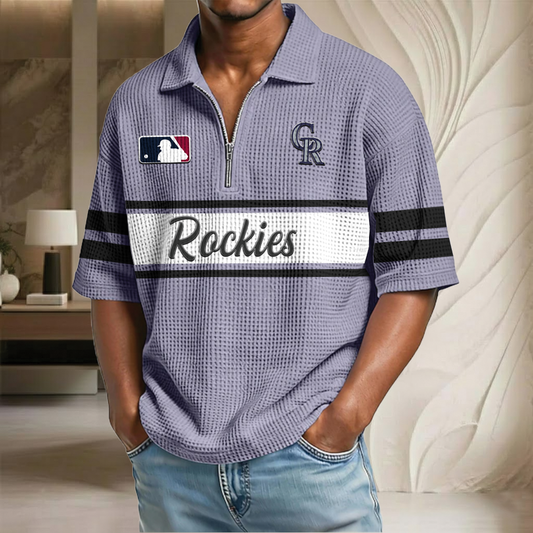 MLB x COL Baseball Waffle Half-Zip Polo Shirt HLP HLPHUONG