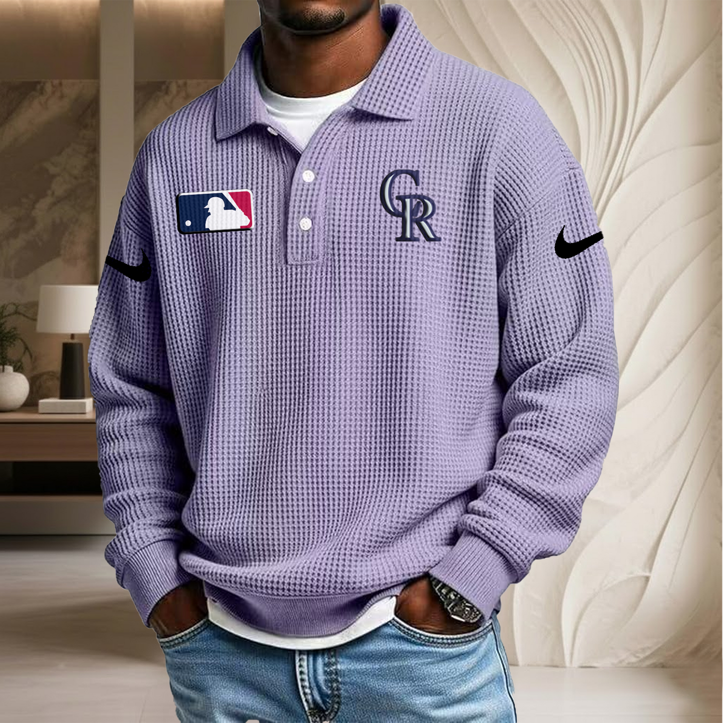 MLB x COL Waffle Three Button Lapel Polo HLP HLPHUONG
