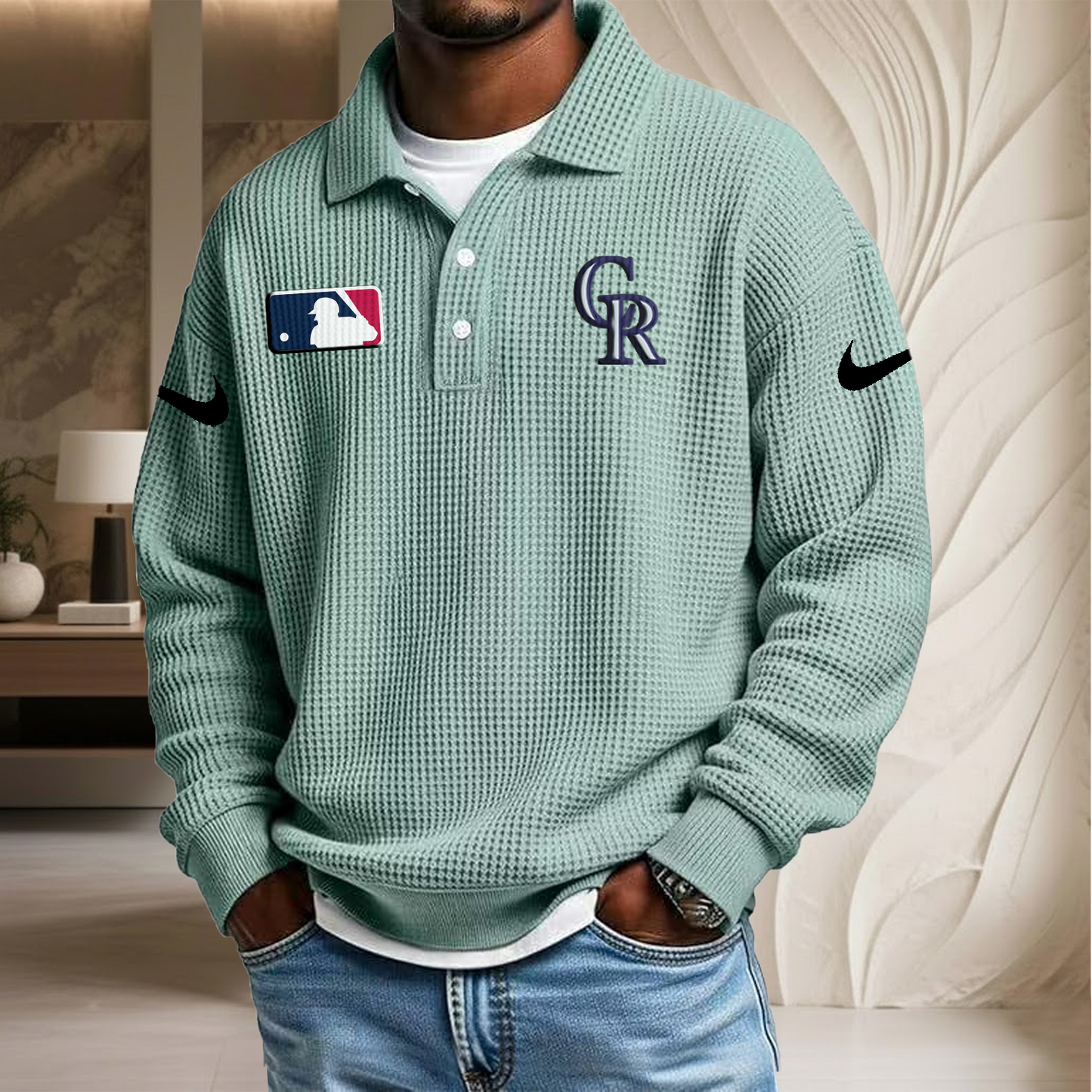 MLB x COL Waffle Three Button Lapel Polo HLP HLPHUONG