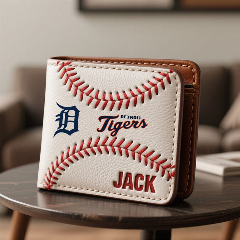 MLB x DET Custom Name Baseball Leather Wallet HLP HLPHUONG