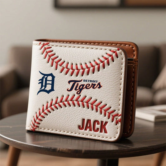 MLB x DET Custom Name Baseball Leather Wallet HLP HLPHUONG
