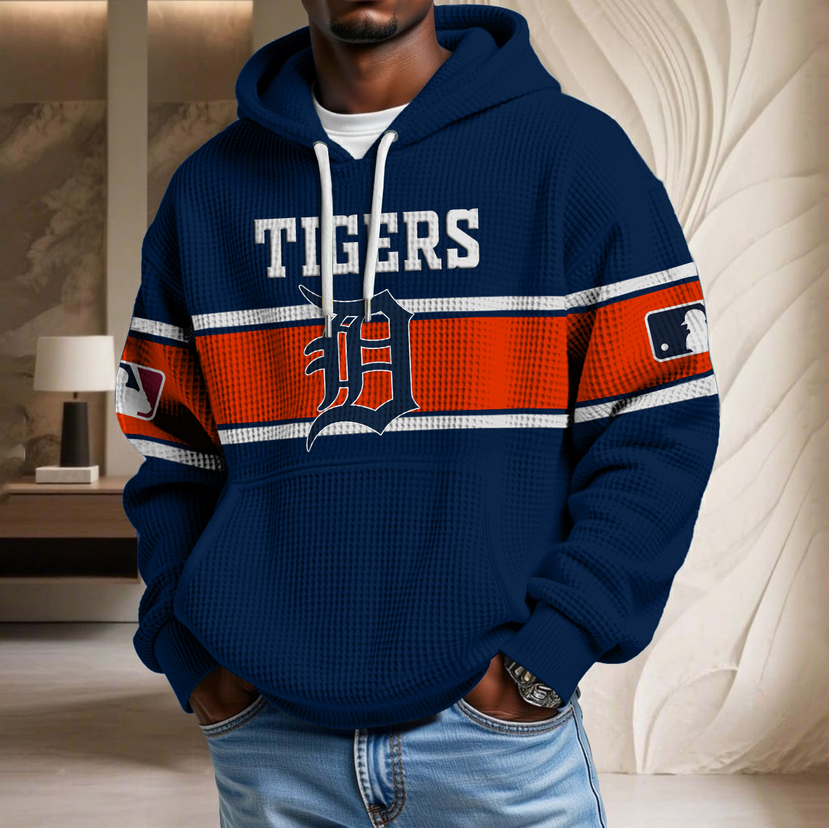 MLB x DET Waffle Hoodie HLP HLPHUONG