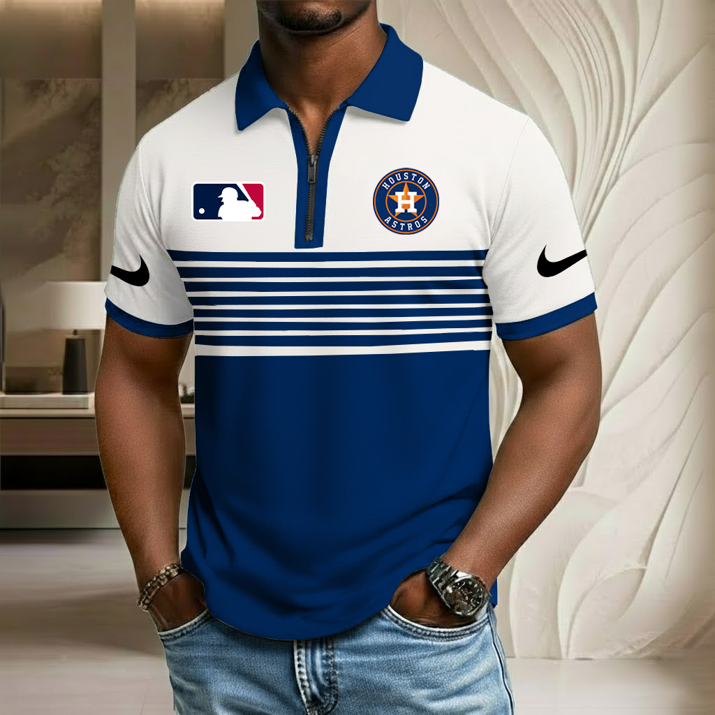 MLB x HOU Sport Zip Polo Golf Shirt HLP HLPHUONG