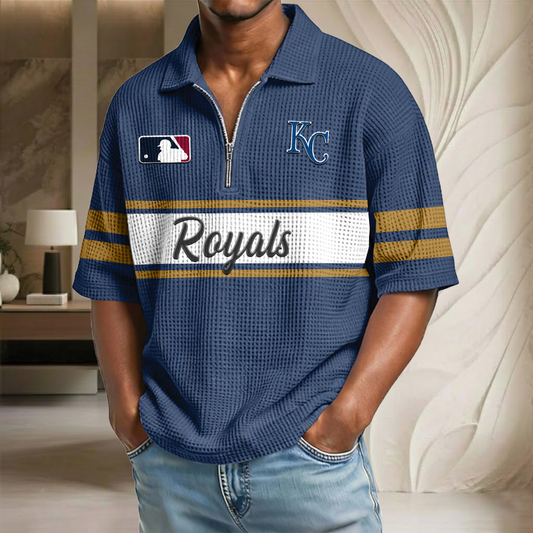 MLB x KC Baseball Waffle Half-Zip Polo Shirt HLP HLPHUONG