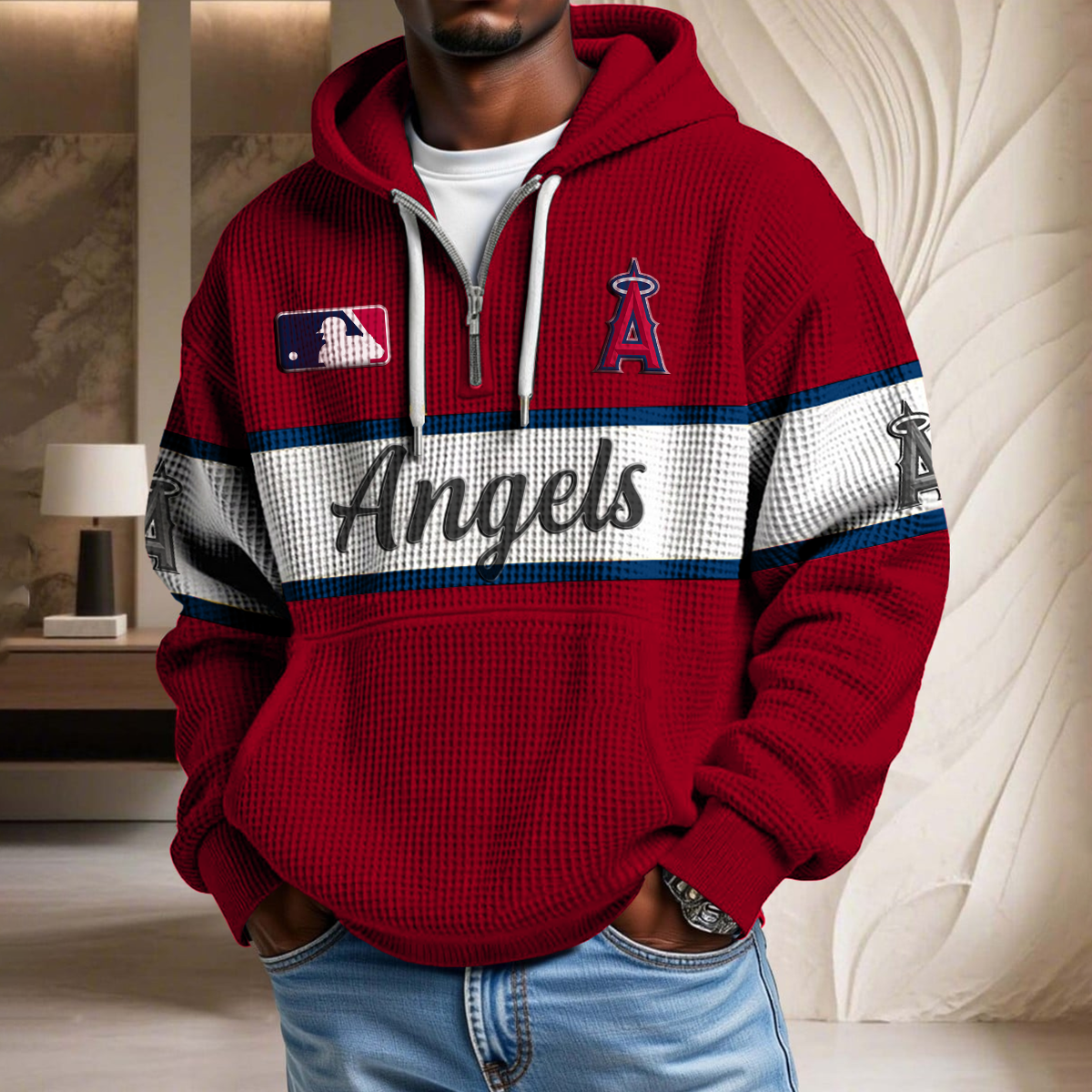 MLB x LAA Team Waffle Half Zip Hoodie HLP HLPHUONG