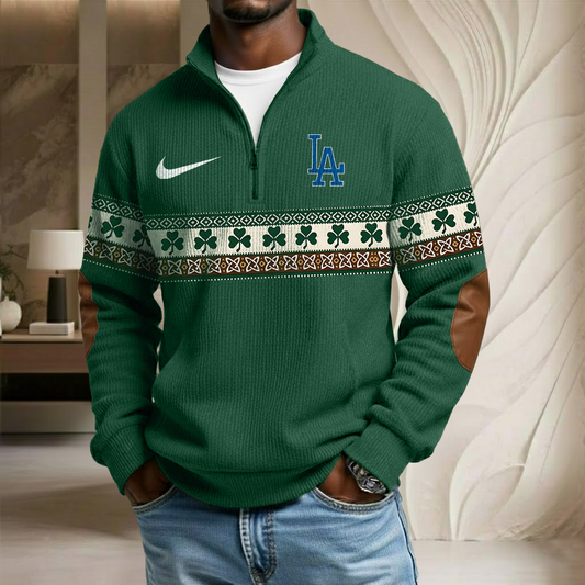 MLB x LAD Lucky St Patrick Day Stand Collar Half-zip Sweatshirt HLP HLPHUONG