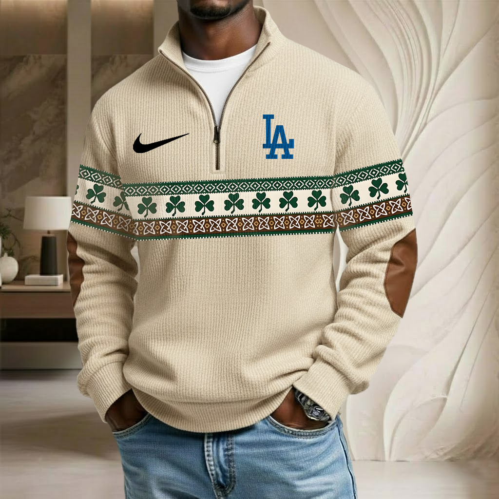 MLB x LAD Lucky St Patrick Day Stand Collar Half-zip Sweatshirt HLP HLPHUONG