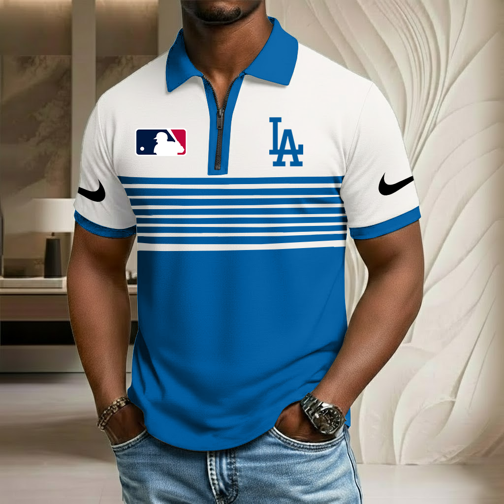 MLB x LAD Sport Zip Polo Golf Shirt HLP HLPHUONG