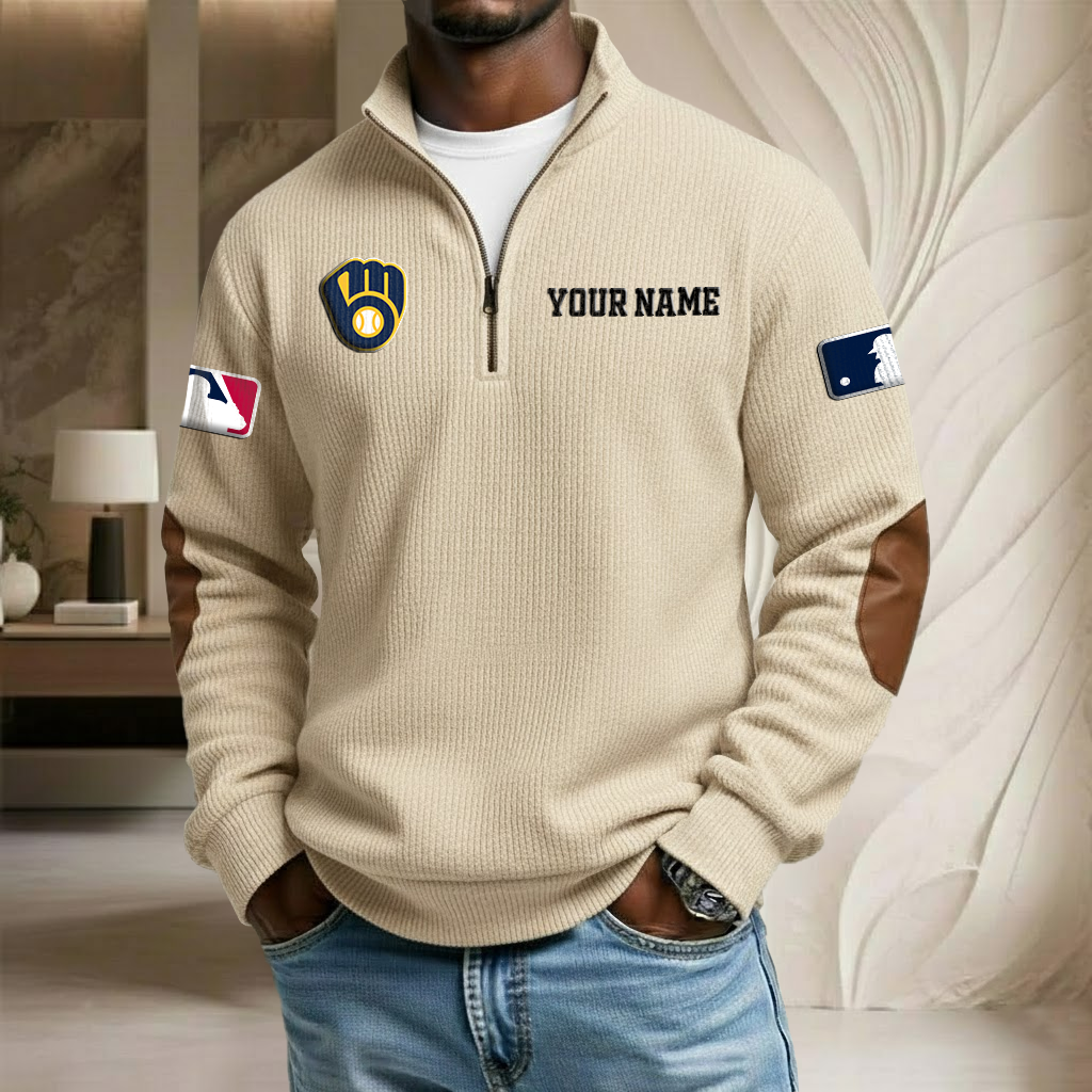 MLB x MB Custom Name Stand Collar Half-zip Sweatshirt HLP HLPHUONG
