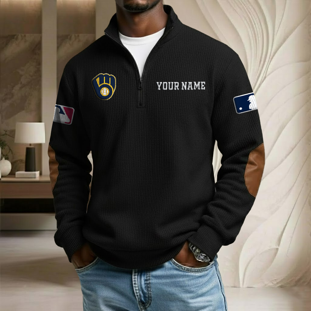 MLB x MB Custom Name Stand Collar Half-zip Sweatshirt HLP HLPHUONG