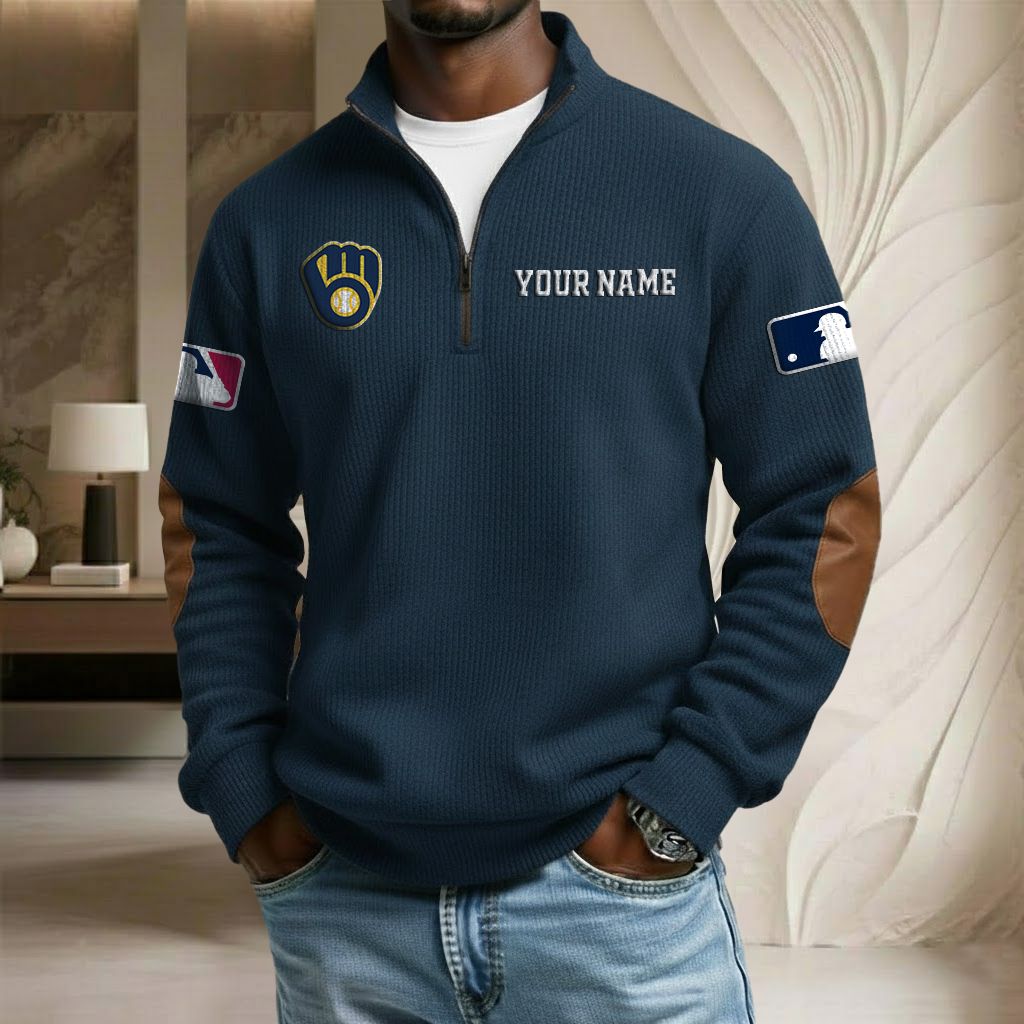 MLB x MB Custom Name Stand Collar Half-zip Sweatshirt HLP HLPHUONG