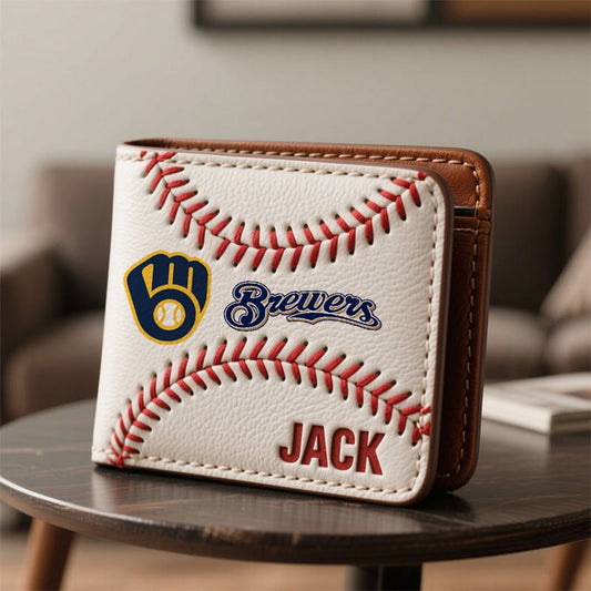 MLB x MIL Custom Name Baseball Leather Wallet HLP HLPHUONG
