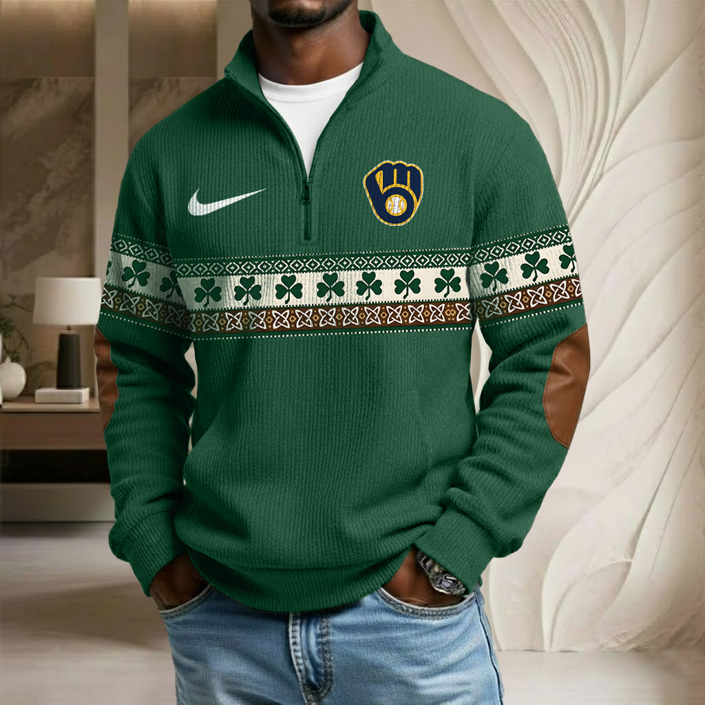 MLB x MIL Lucky St Patrick Day Stand Collar Half-zip Sweatshirt HLP HLPHUONG