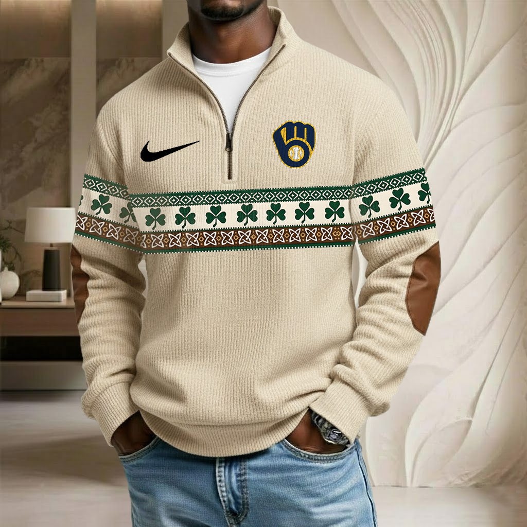 MLB x MIL Lucky St Patrick Day Stand Collar Half-zip Sweatshirt HLP HLPHUONG