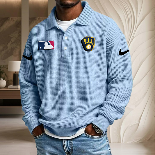 MLB x MIL Waffle Three Button Lapel Polo HLP HLPHUONG