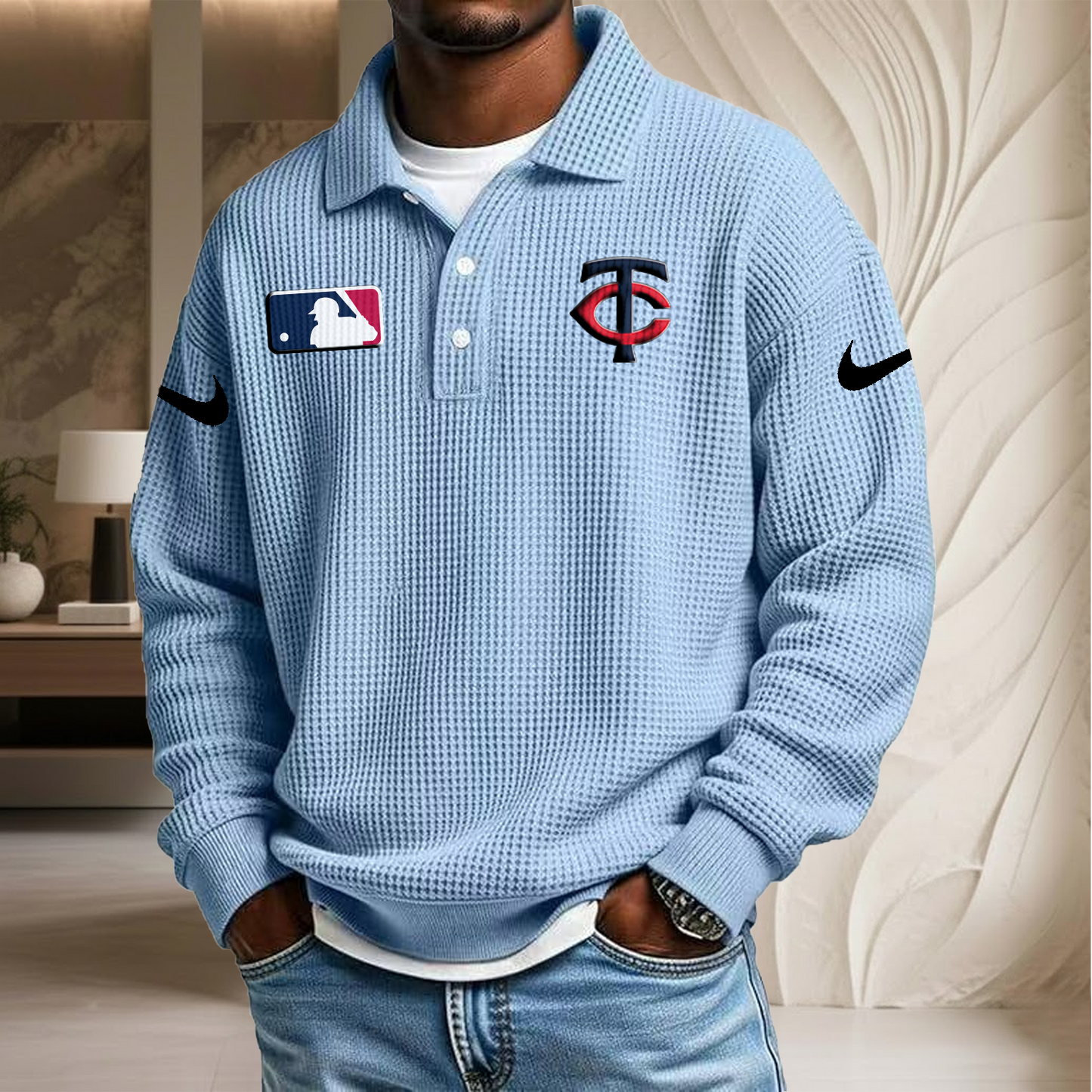 MLB x MIN Waffle Three Button Lapel Polo HLP HLPHUONG