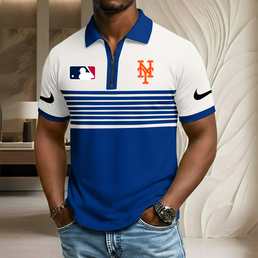 MLB x NYM Sport Zip Polo Golf Shirt HLP HLPHUONG
