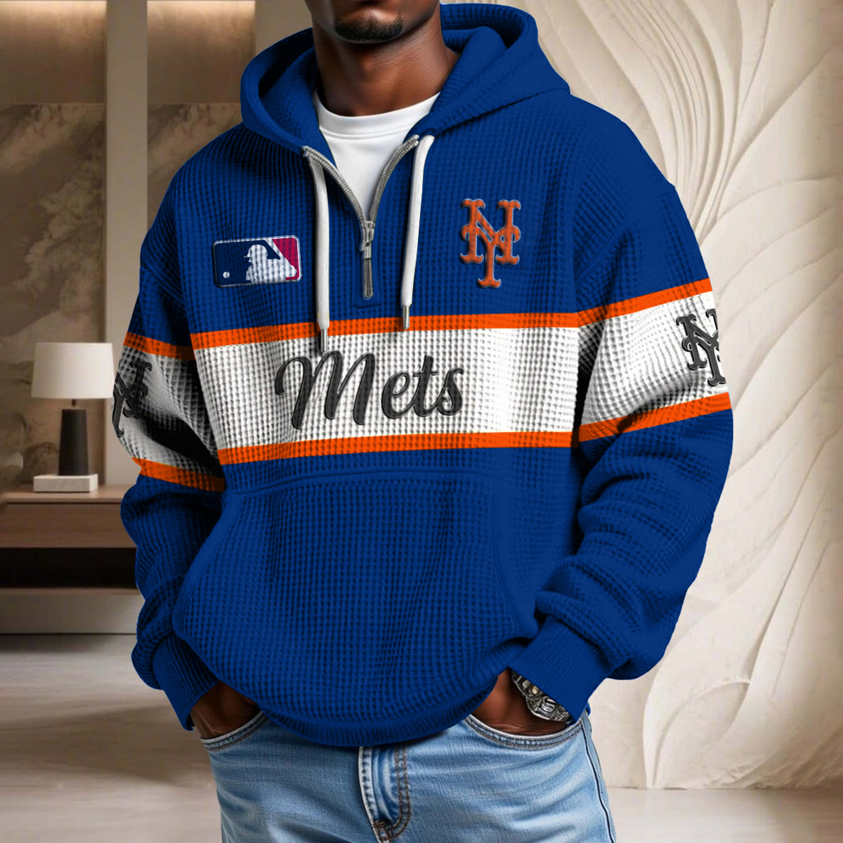 MLB x NYM Team Waffle Half Zip Hoodie HLP HLPHUONG