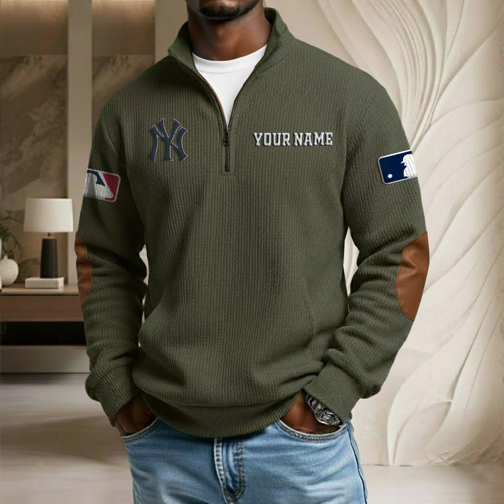 MLB x NYY Custom Name Stand Collar Half-zip Sweatshirt HLP HLPHUONG