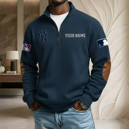 MLB x NYY Custom Name Stand Collar Half-zip Sweatshirt HLP HLPHUONG