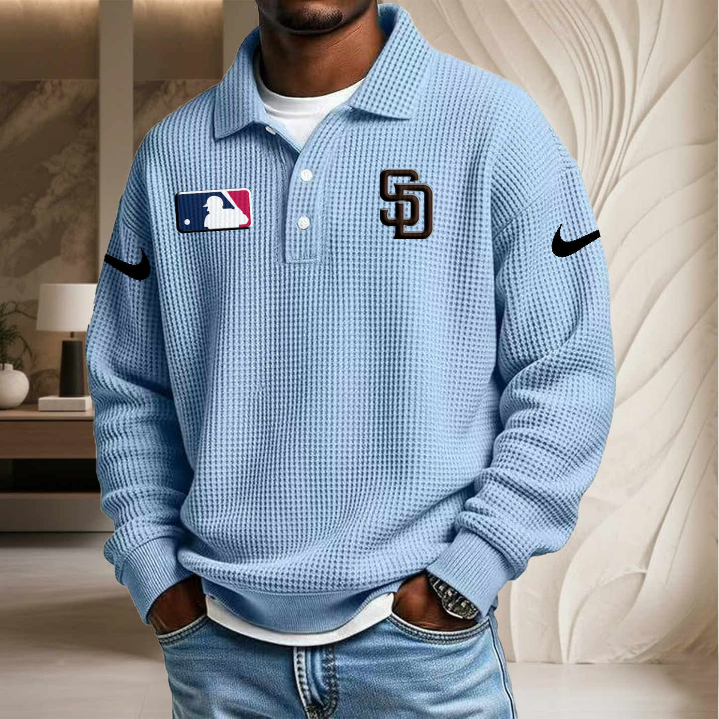 MLB x SD Waffle Three Button Lapel Polo HLP HLPHUONG