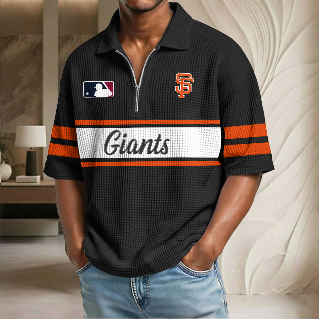 MLB x SF Baseball Waffle Half-Zip Polo Shirt HLP HLPHUONG