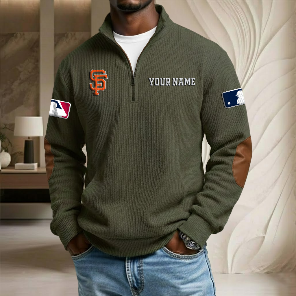 MLB x SFG Custom Name Stand Collar Half-zip Sweatshirt HLP HLPHUONG