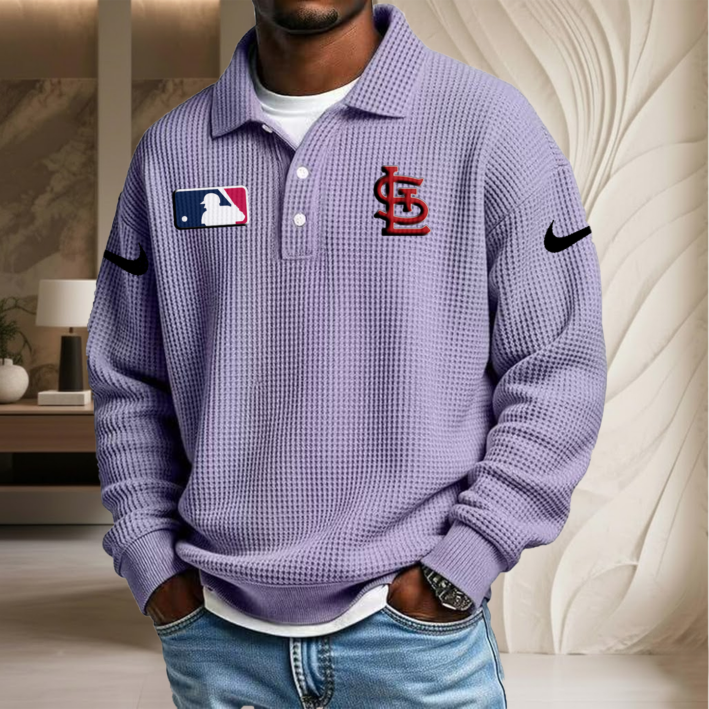 MLB x SL Waffle Three Button Lapel Polo HLP HLPHUONG