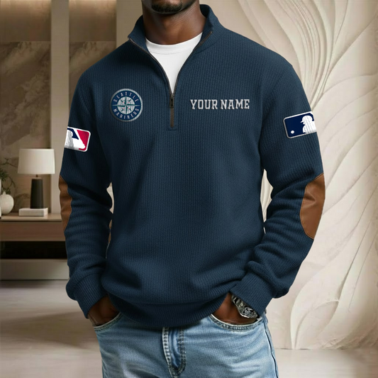 MLB x SM Custom Name Stand Collar Half-zip Sweatshirt HLP HLPHUONG