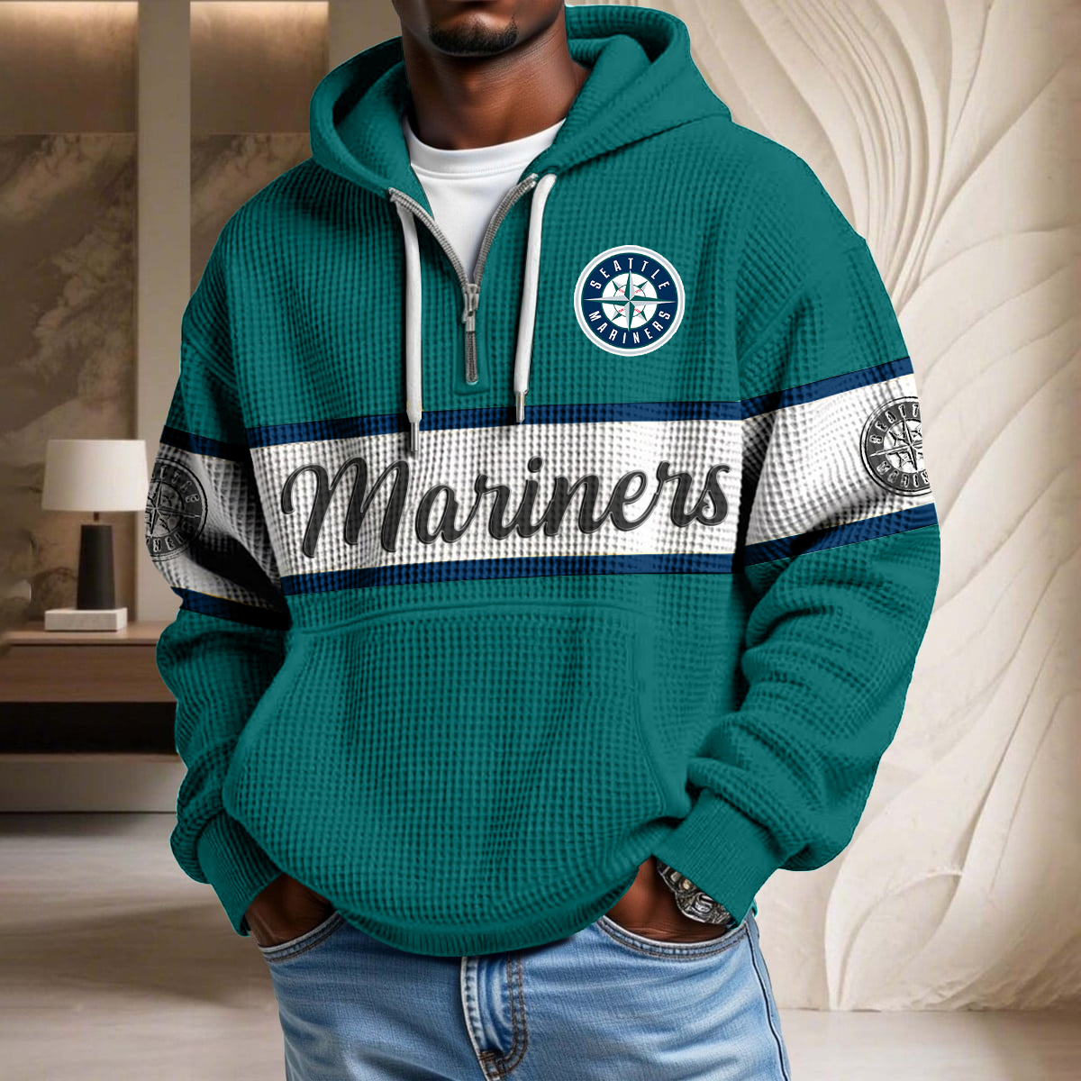 MLB x SM Team Waffle Half Zip Hoodie HLP HLPHUONG