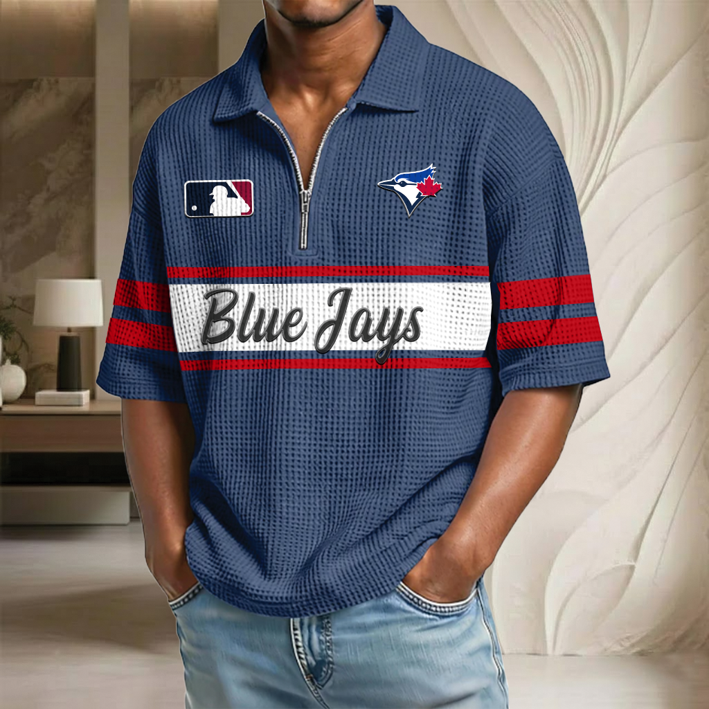 MLB x TOR Baseball Waffle Half-Zip Polo Shirt HLP HLPHUONG