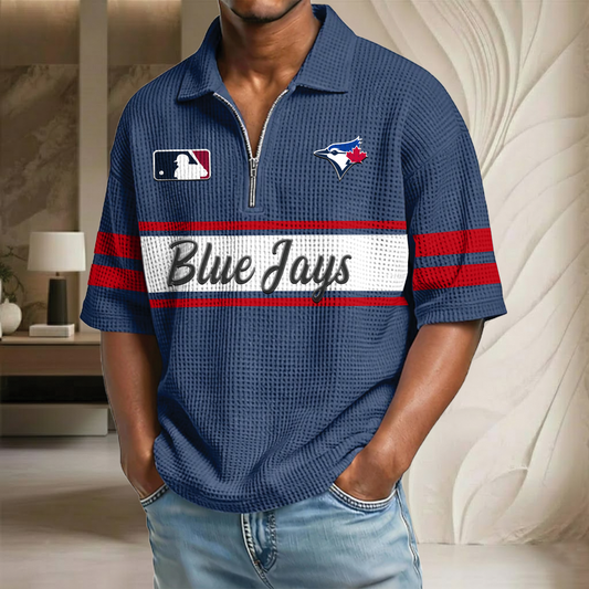 MLB x TOR Baseball Waffle Half-Zip Polo Shirt HLP HLPHUONG