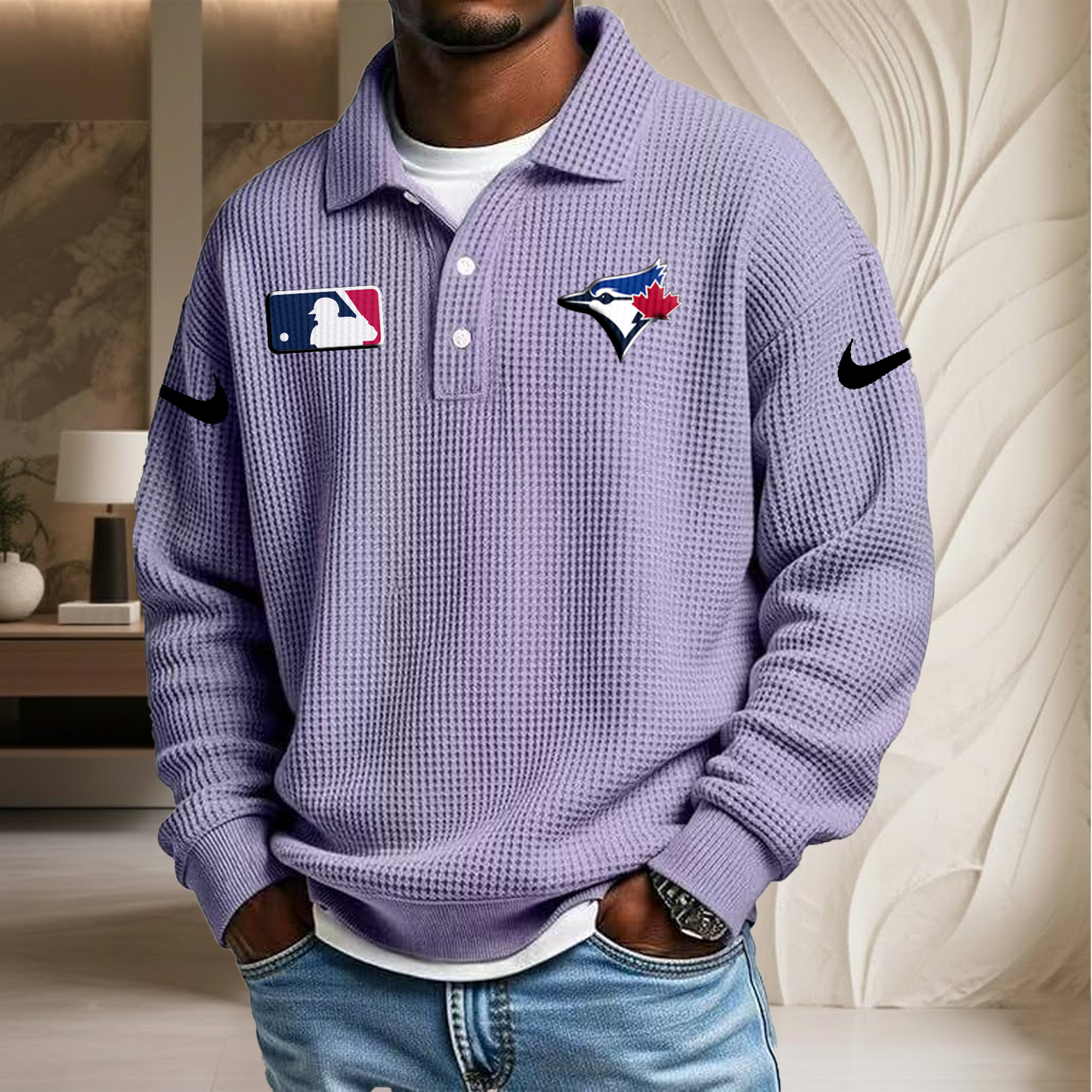 MLB x TOR Waffle Three Button Lapel Polo HLP HLPHUONG
