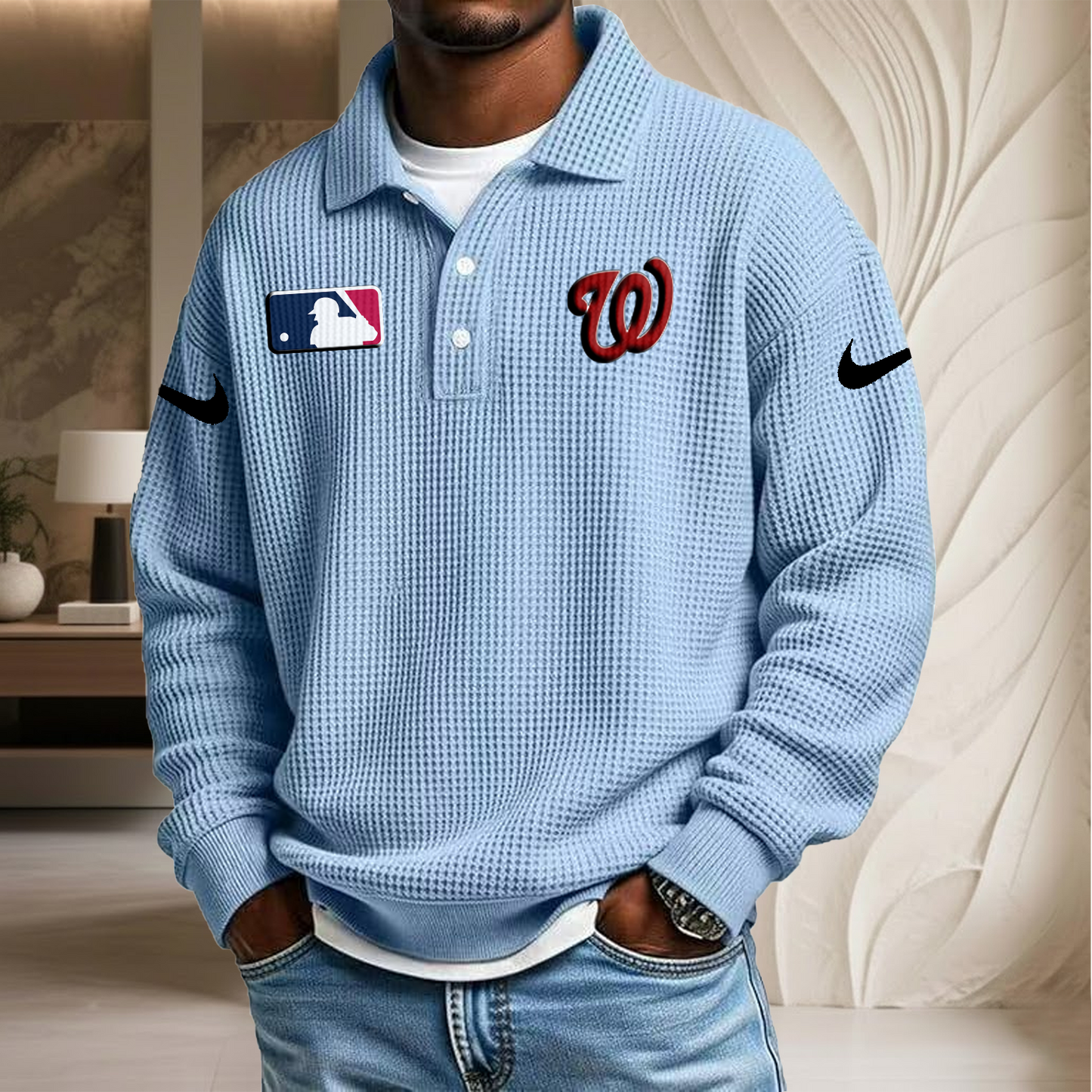 MLB x WAS Waffle Three Button Lapel Polo HLP HLPHUONG