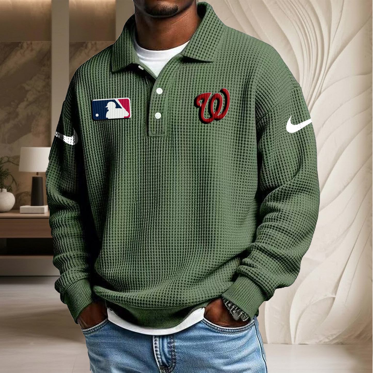 MLB x WAS Waffle Three Button Lapel Polo HLP HLPHUONG
