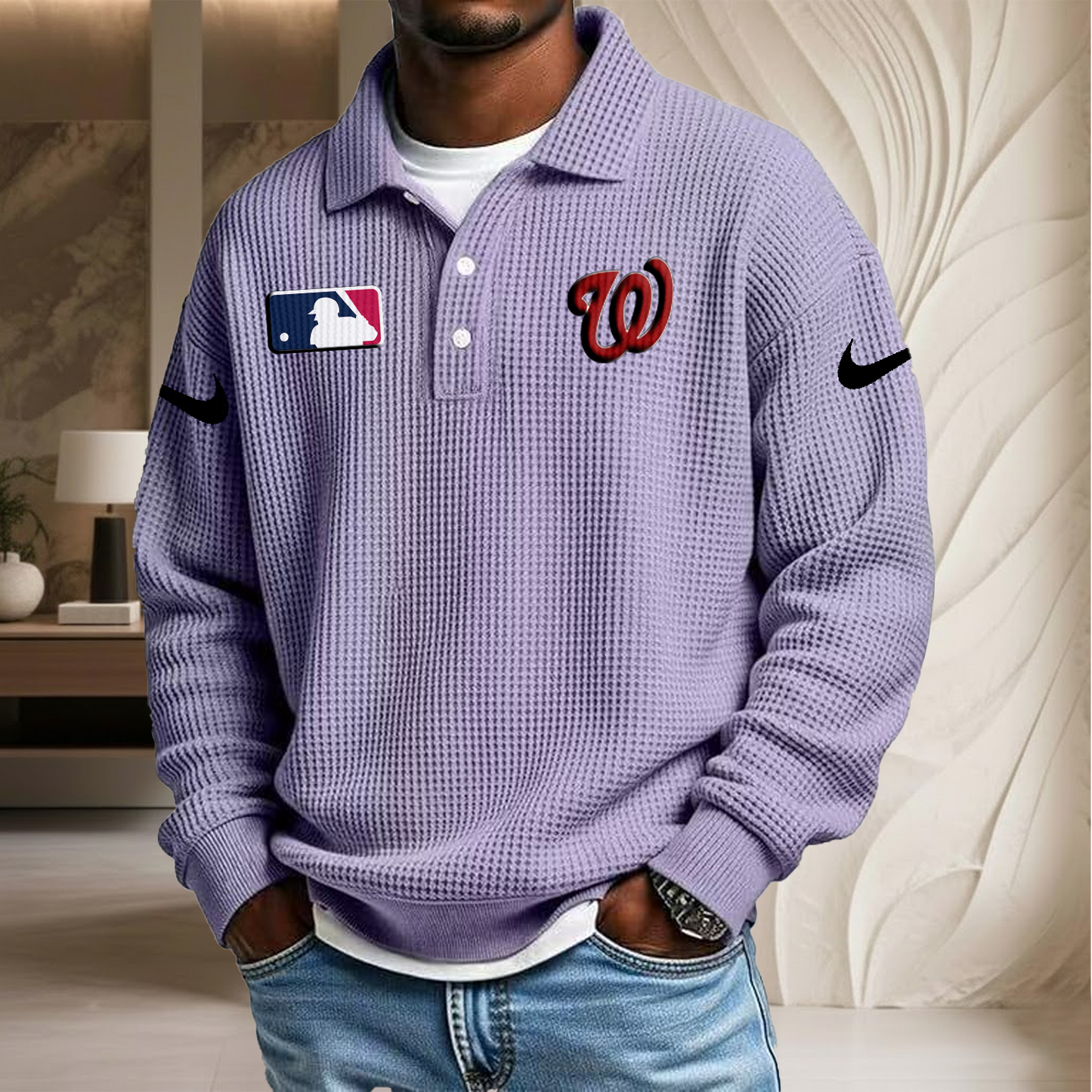 MLB x WAS Waffle Three Button Lapel Polo HLP HLPHUONG