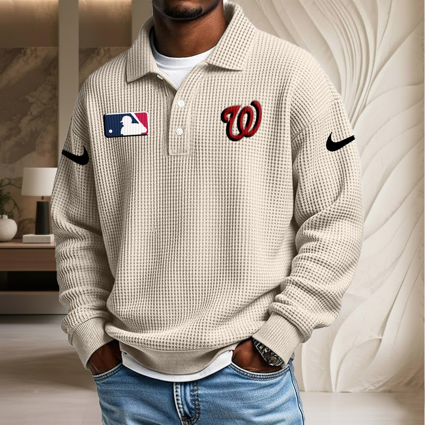 MLB x WAS Waffle Three Button Lapel Polo HLP HLPHUONG